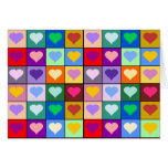 Multicolor Heart Squares Greeting Card