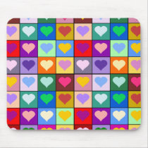 Multicolor Heart Squares Mousepad