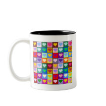 Multicolor Heart Squares Mug