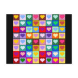 Multicolor Heart Squares Post Cards