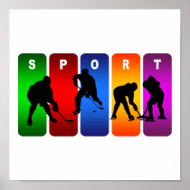Multicolor Hockey Emblem Print