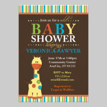 MultiColor Jungle Giraffe Baby Shower Invitations invitations