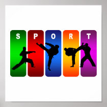 Multicolor Karate Emblem Print