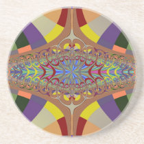 Multicolor Ladder Fractal Beverage Coaster