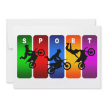 Multicolor Motocross Emblem Invitations