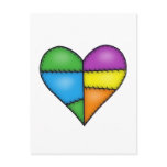 Multicolor Padded Quilted Stitched Heart 01 Post Cards