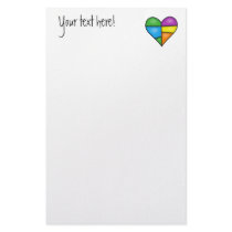 Multicolor Padded Quilted Stitched Heart 01 Stationery Paper