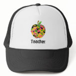 Multicolor Paint Splatter Apple Teacher hats