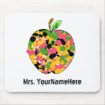 Multicolor Paint Splatter Apple Teacher Mouse Pad