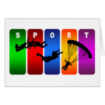 Multicolor Parachuting Emblem Greeting Cards