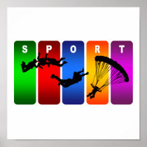 Multicolor Parachuting Emblem Posters