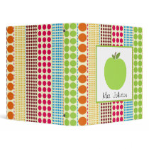 Multicolor Polka Dots Green Apple Teacher Binders
