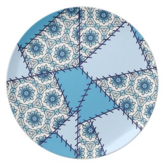 Multicolor Repeat Pattern Plate with Patchwork