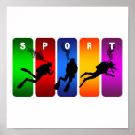 Multicolor Scuba Diving Emblem Poster