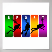 Multicolor Scuba Diving Emblem Poster