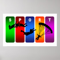 Multicolor Skydiving Emblem Print