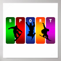 Multicolor Snowboarding Emblem Poster