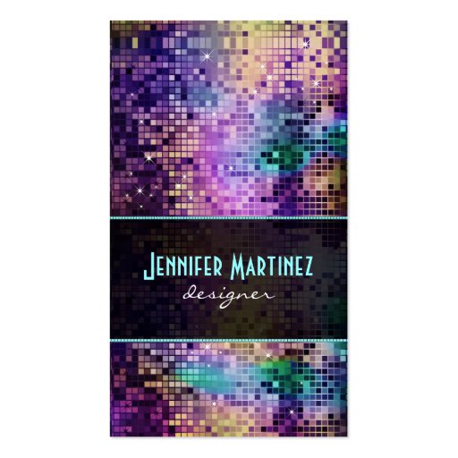 Multicolor Sparkles & Glitter Pattern Business Card Templates (front side)