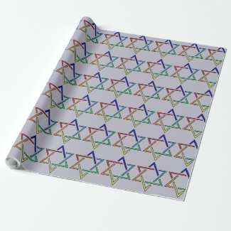 Multicolor Star of David Holiday Wrapping Paper