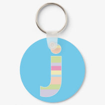 Multicolor Striped Monogram - Letter J keychains by fantasian_angel Multicolor Striped Monogram - Letter J keychains