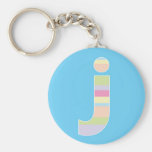 Multicolor Striped Monogram - Letter J Keychains
