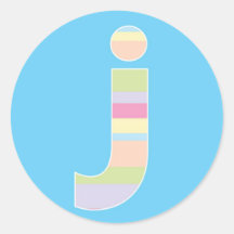 Multicolor Striped Monogram - Letter J Round Stickers