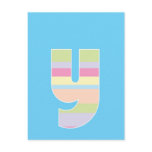 Multicolor Striped Monogram - Letter Y Post Card