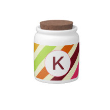 Multicolor Stripes Monogram Candy Jar
