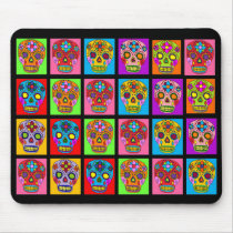 Multicolor Sugar Skull Squares Mousepad