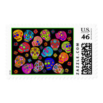 Multicolor Sugar Skulls Postage