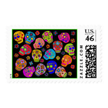 Multicolor Sugar Skulls Postage