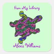 Multicolor Turtle Child's Bookplate Stickers