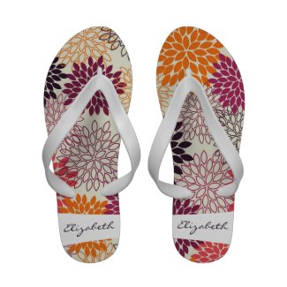 Multicolored Abstract Floral Sandal Flip Flops