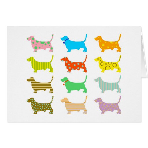 Multicolored bassets card
