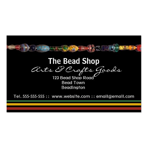Multicolored Beads Bead Shop Business Card (back side)