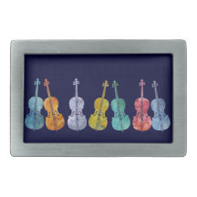 Multicolored Cellos Rectangular Belt Buckle