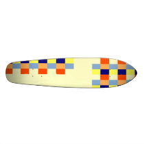 Multicolored cubes and strips skateboards