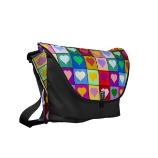 Multicolored Heart Squares bag rickshawmessengerbag