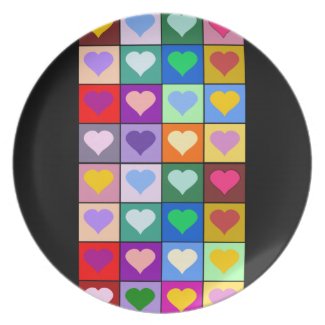 Multicolored Hearts Tiled Design Plate plate