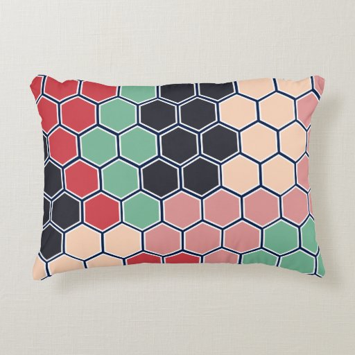 Multicolored Hexagons Modern Pattern Decorative Pillow Zazzle