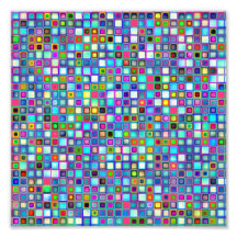 Multicolored 'Kindergarten' Retro Tiles Pattern Photo Art