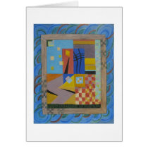 Multicolored modern blue abstract art greeting cards