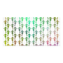 Multicolored Seahorse Pattern Custom Photo Card