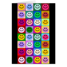 Multicolored Smiley Squares Greeting Card