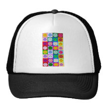 Multicolored Smiley Squares Mesh Hat