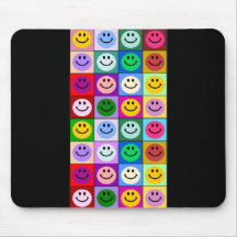 Multicolored Smiley Squares Mouse Pad
