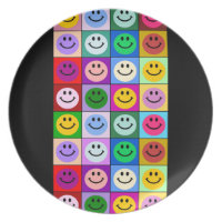 Multicolored Smiley Tiled Design Plate plate