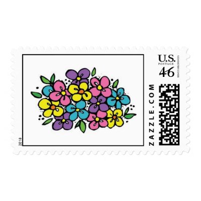 Multicolored Spring Flowers Stamp