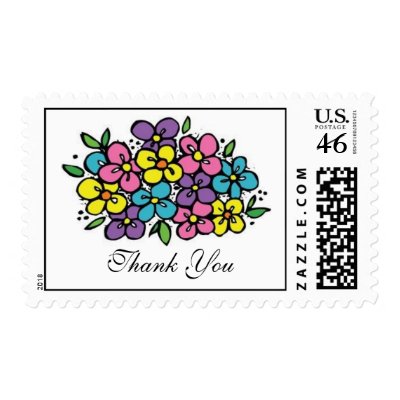 Multicolored Spring Flowers Postage