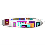 Multicolored squares and rectangles on white skate deck